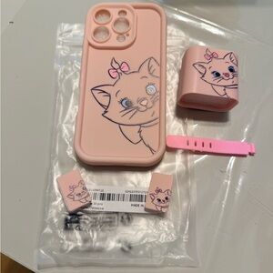 Pink Cat Silicone Phone Case and Accessory Set